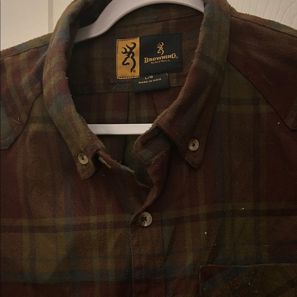 Browning Men's Plaid Shirt Jacket - Brown and Olive- Large